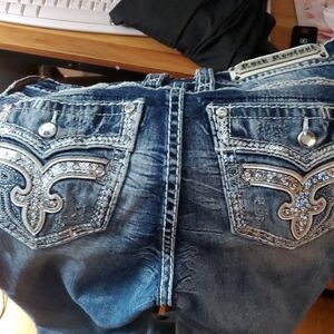 Rock Revival Blue Sequin Boot Cut Jeans